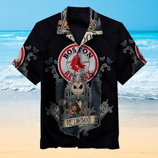 Jack Skellington Boston Red Sox Hawaiian Shirt Jack Skellington Boston Red Sox Hawaiian Shirt