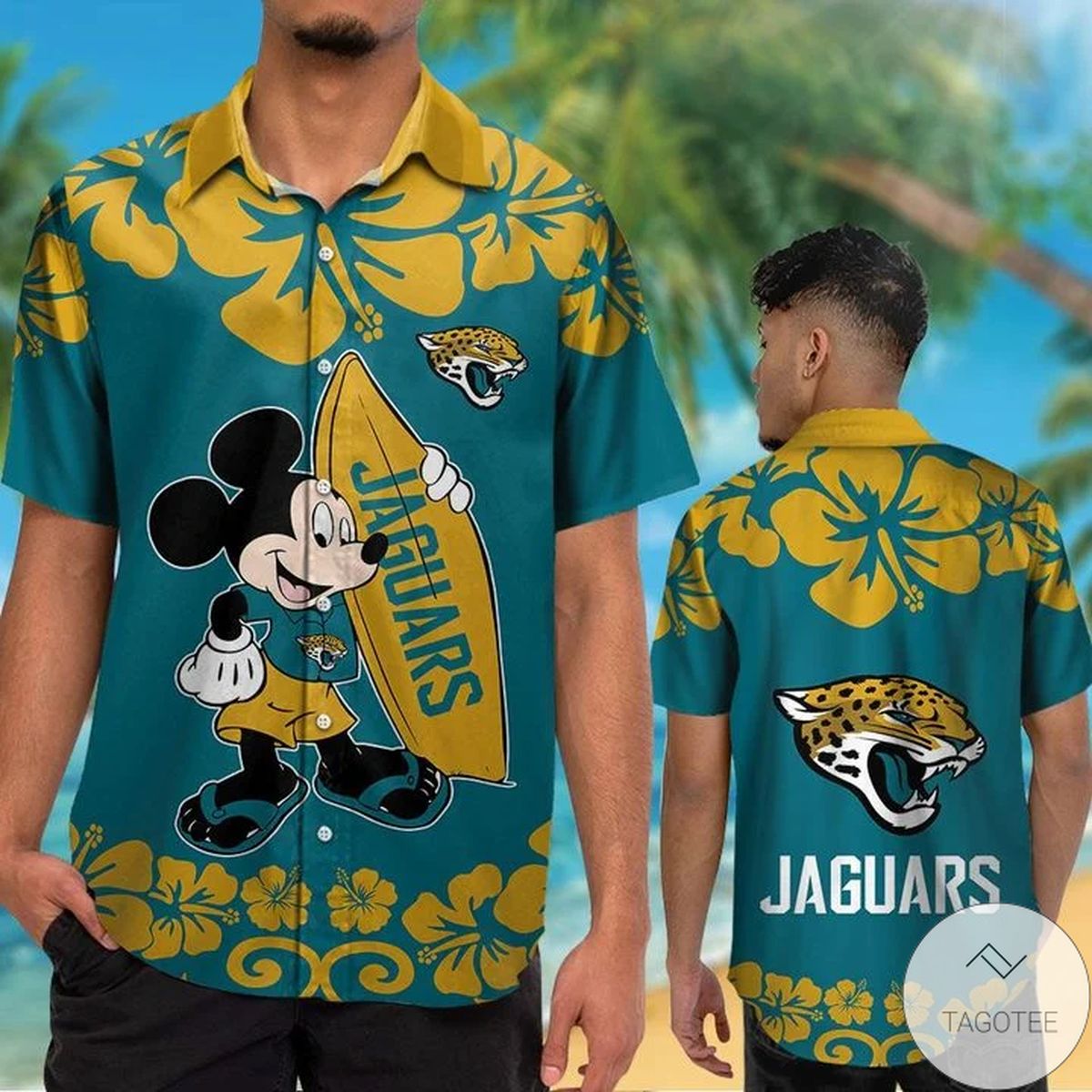 Jacksonville Jaguars & Mickey Mouse Hawaiian Shirt Jacksonville Jaguars & Mickey Mouse Hawaiian Shirt