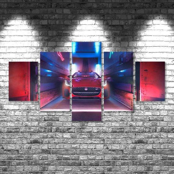 Jaguar F Type - Automative 5 Panel Canvas Art Wall Decor Jaguar F Type - Automative 5 Panel Canvas Art Wall Decor