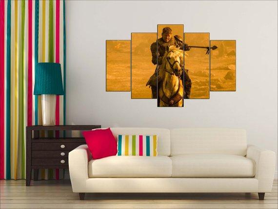 Jaime Lannister Charges At Daenerys And Dragon Game Of Thrones - Movie 5 Panel Canvas Art Wall Decor Jaime Lannister Charges At Daenerys And Dragon Game Of Thrones - Movie 5 Panel Canvas Art Wall Decor