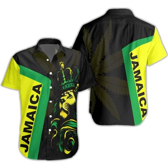 Jamaica Lion Hawaiian Shirt Summer Button Up Jamaica Lion Hawaiian Shirt Summer Button Up