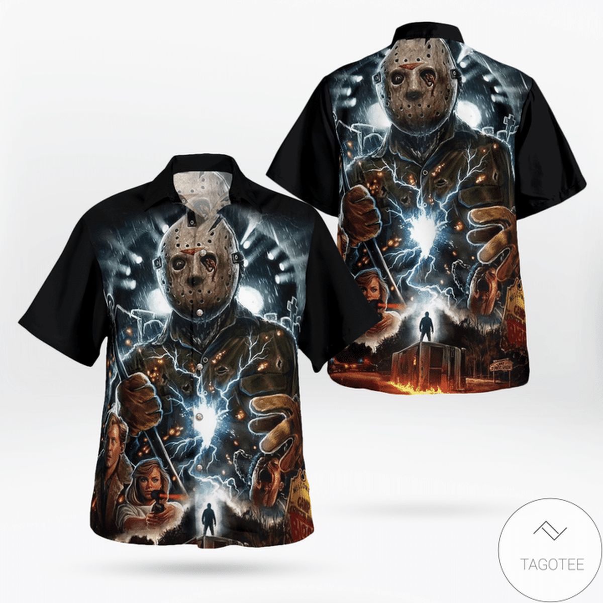 Jason Voorhees Flashlight Halloween Hawaiian Shirt Jason Voorhees Flashlight Halloween Hawaiian Shirt