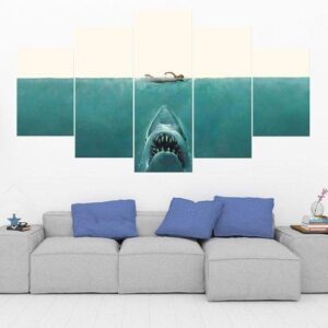 Jaws Shark - Movie 5 Panel Canvas Art Wall Decor
