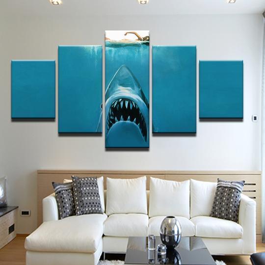 Jaws - Animal 5 Panel Canvas Art Wall Decor Jaws - Animal 5 Panel Canvas Art Wall Decor