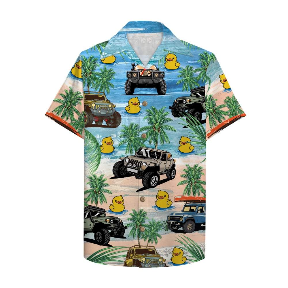 Jeep And Duck Pattern Hawaiian Shirt Jeep And Duck Pattern Hawaiian Shirt