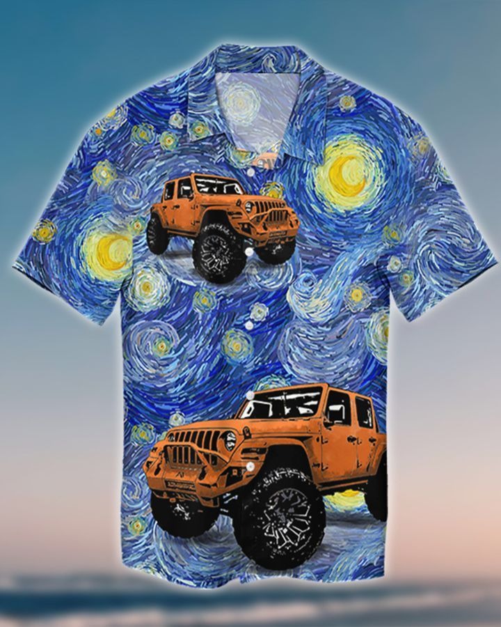 Jeep Art Moon Hawaiian Shirt Jeep Art Moon Hawaiian Shirt