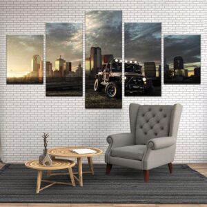 Jeep Leaving The City - Automative 5 Panel Canvas Art Wall Decor