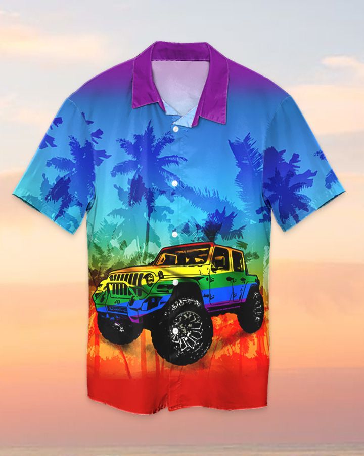 Jeep Lgbt Flag Hawaiian Shirt Jeep Lgbt Flag Hawaiian Shirt
