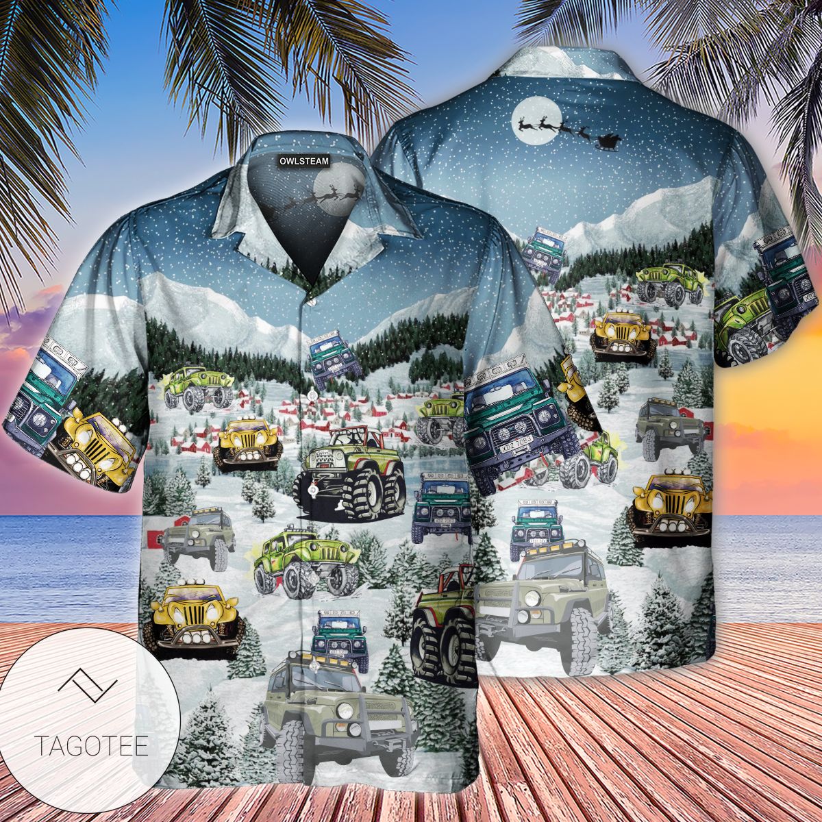 Jeep Party Merry Christmas Hawaiian Shirt- Tagotee Jeep Party Merry Christmas Hawaiian Shirt- Tagotee