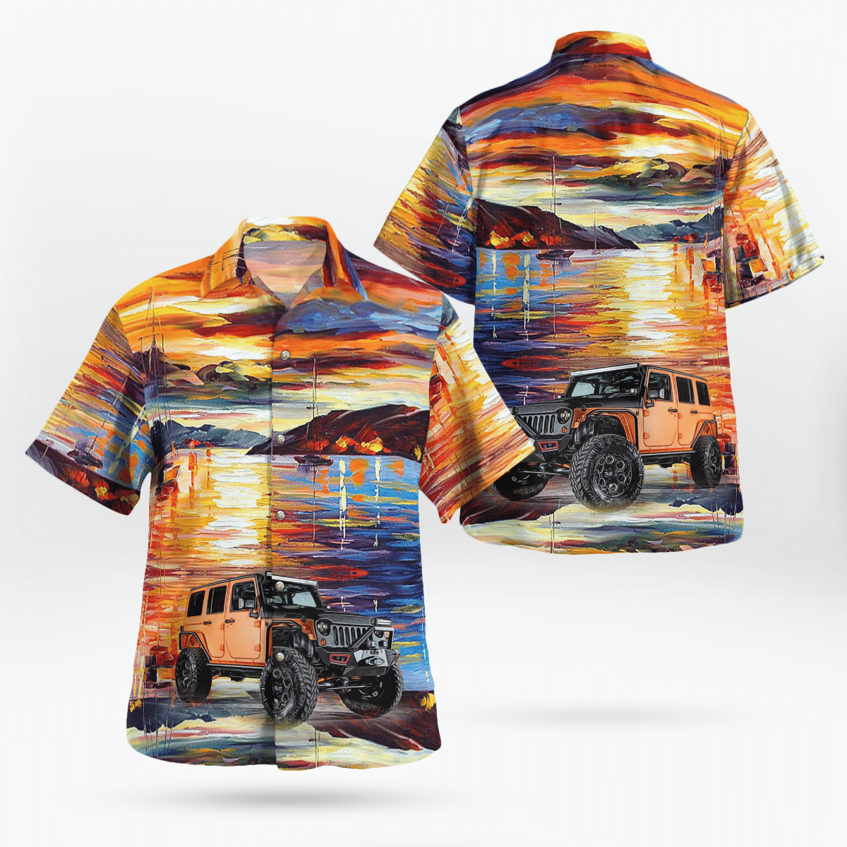Jeep Sunset Beach Painting Hawaiian Shirt Jeep Sunset Beach Painting Hawaiian Shirt