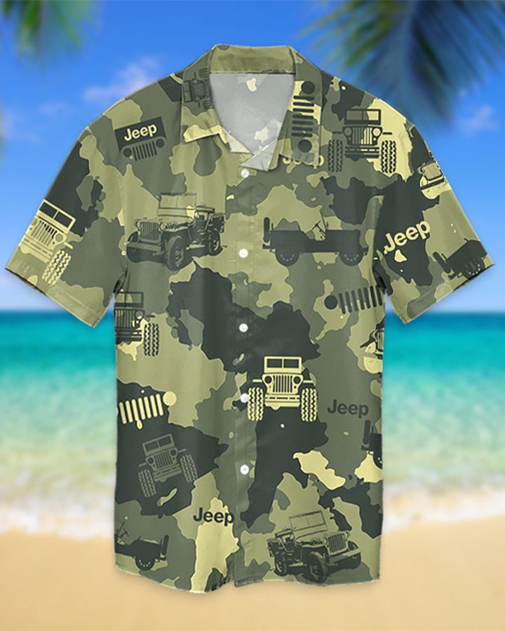 Jeep Willy Camo Hawaiian Shirt Jeep Willy Camo Hawaiian Shirt