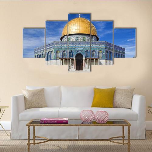 Jerusalem Blue Sky - Religion 5 Panel Canvas Art Wall Decor Jerusalem Blue Sky - Religion 5 Panel Canvas Art Wall Decor