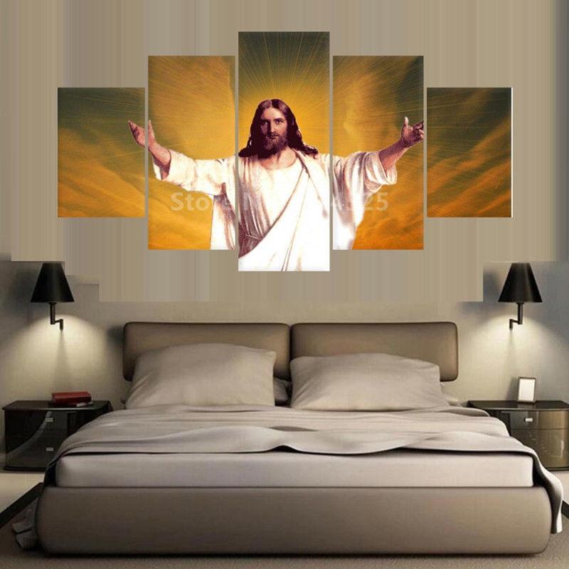 Jesus Christ Christian - Religion 5 Panel Canvas Art Wall Decor Jesus Christ Christian - Religion 5 Panel Canvas Art Wall Decor