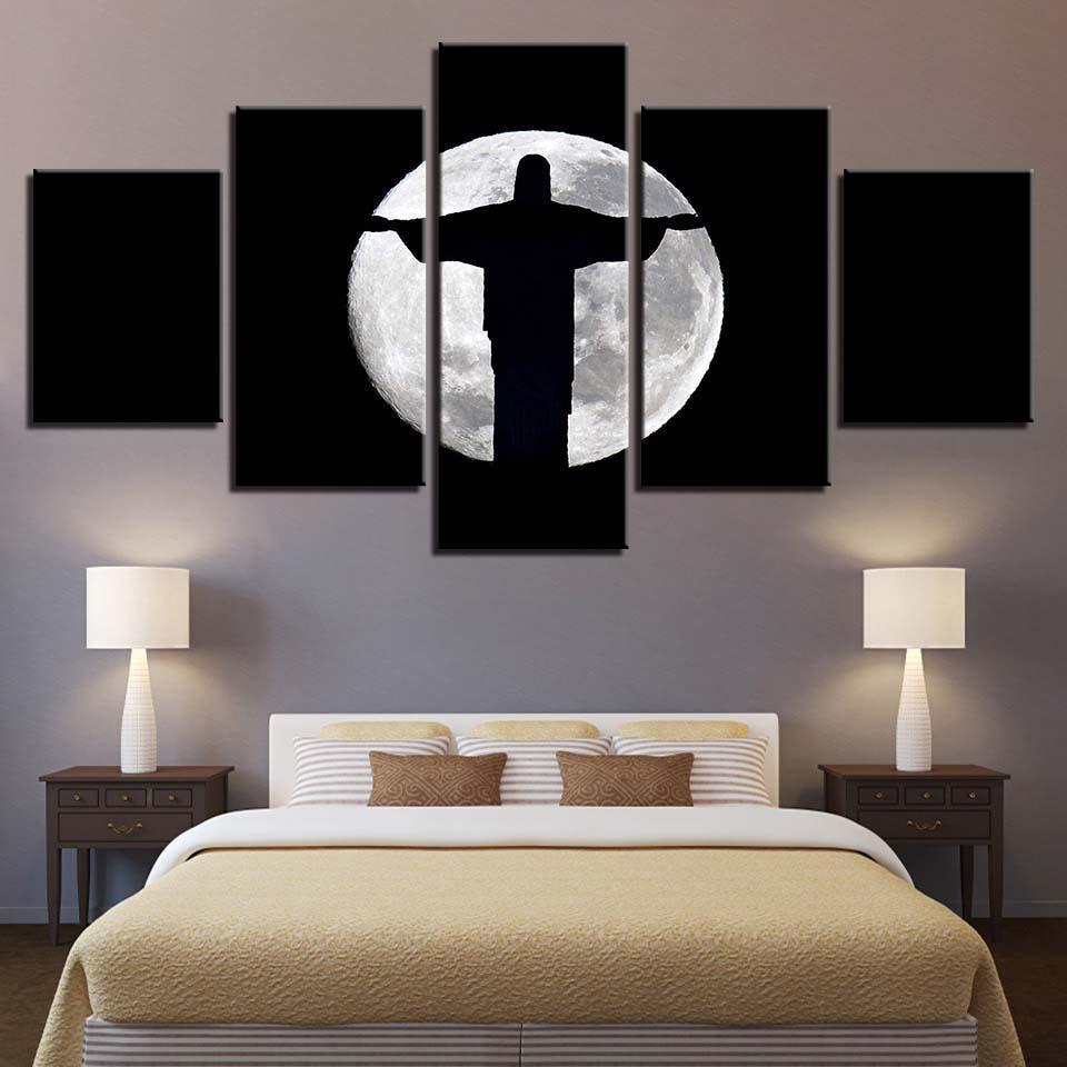 Jesus Christ Moon Shadow Abstract - Religion 5 Panel Canvas Art Wall Decor Jesus Christ Moon Shadow Abstract - Religion 5 Panel Canvas Art Wall Decor
