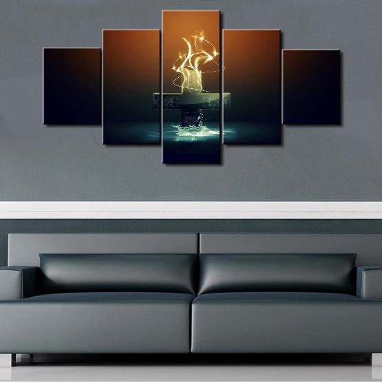 Jesus Cross - Abstract 5 Panel Canvas Art Wall Decor Jesus Cross - Abstract 5 Panel Canvas Art Wall Decor