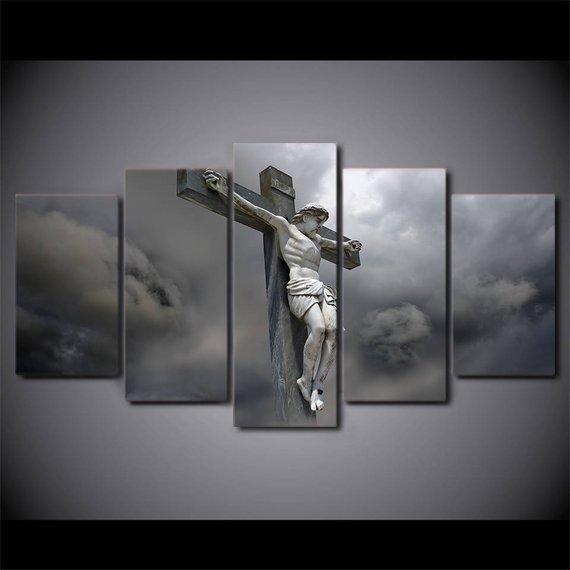Jesus In The Cross 1 - Religion 5 Panel Canvas Art Wall Decor Jesus In The Cross 1 - Religion 5 Panel Canvas Art Wall Decor