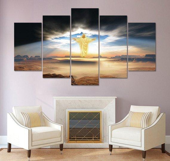 Jesus Multi - Religion 5 Panel Canvas Art Wall Decor Jesus Multi - Religion 5 Panel Canvas Art Wall Decor