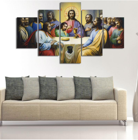 Jesus The Last Supper 1 - Religion 5 Panel Canvas Art Wall Decor Jesus The Last Supper 1 - Religion 5 Panel Canvas Art Wall Decor