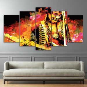 Jimi Hendrix Music Guitarist - Music 5 Panel Canvas Art Wall Decor