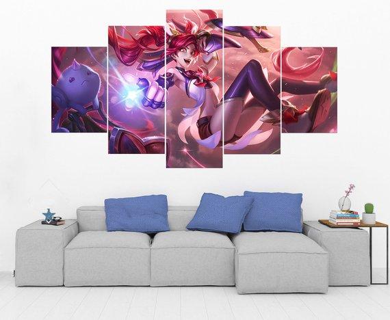 Jinx - League Of Legends 2 - Gaming 5 Panel Canvas Art Wall Decor Jinx - League Of Legends 2 - Gaming 5 Panel Canvas Art Wall Decor