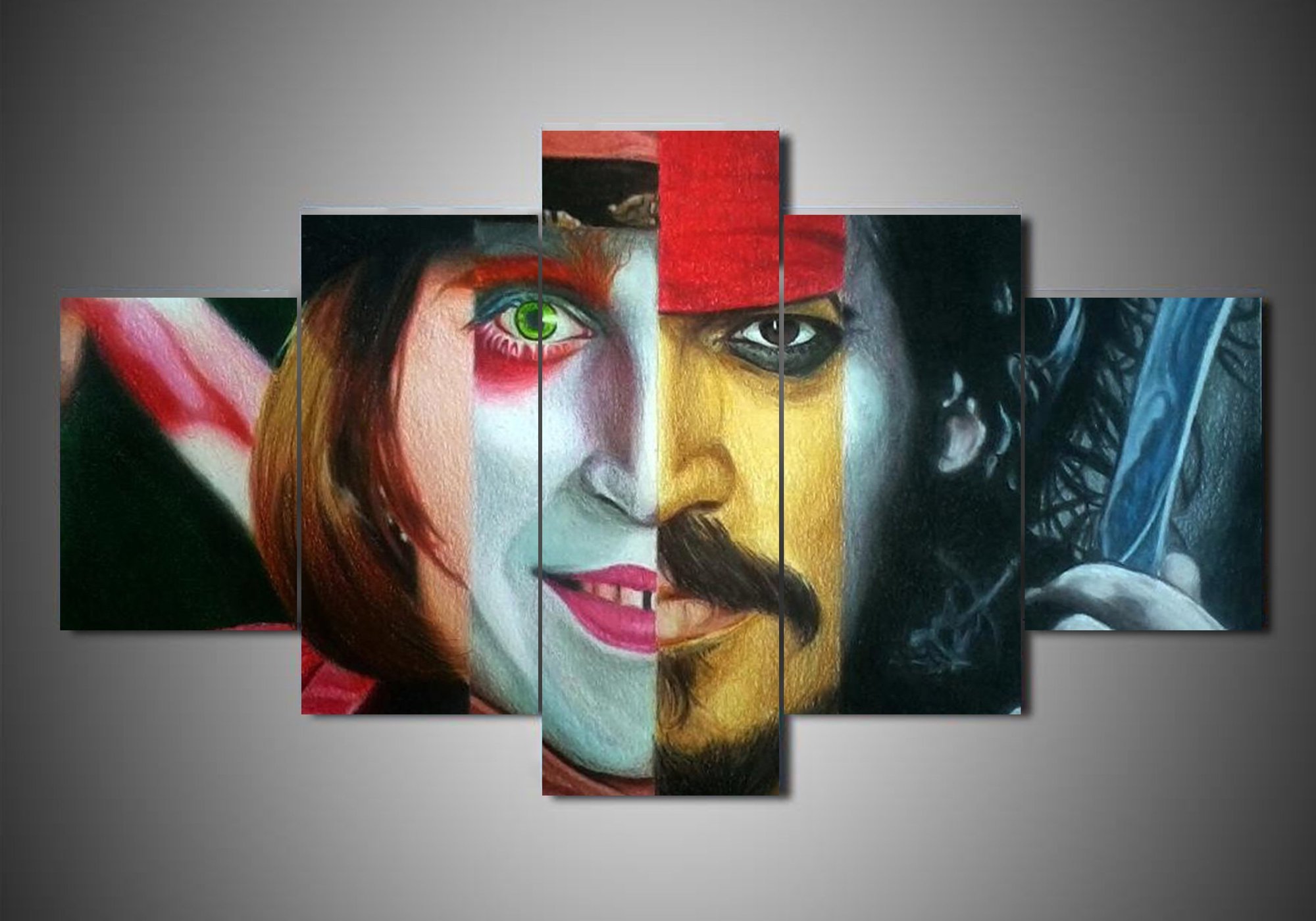 Johnny Depp 2 - Famous Person 5 Panel Canvas Art Wall Decor Johnny Depp 2 - Famous Person 5 Panel Canvas Art Wall Decor