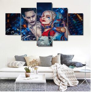 Joker Harley Quinn Suicide Squad - Dc 5 Panel Canvas Art Wall Decor