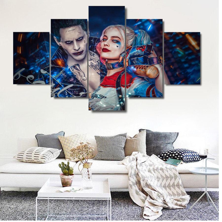 Joker Harley Quinn Suicide Squad - Dc 5 Panel Canvas Art Wall Decor Joker Harley Quinn Suicide Squad - Dc 5 Panel Canvas Art Wall Decor