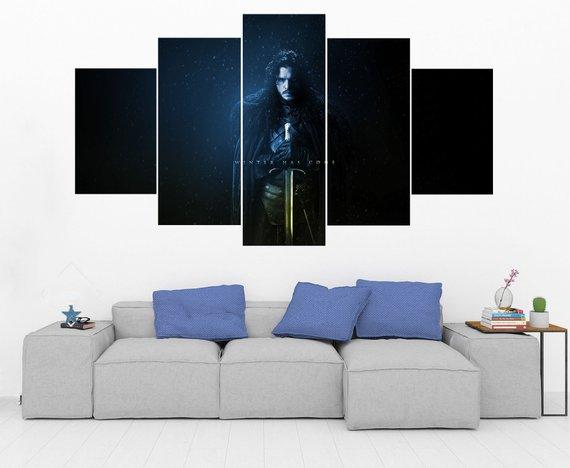 Jon Snow Game of Thrones 1 - Movie 5 Panel Canvas Art Wall Decor Jon Snow Game of Thrones 1 - Movie 5 Panel Canvas Art Wall Decor