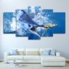 Jumping Marlin Billfish Sailfish Swordfish Fishing - Fishing 5 Panel Canvas Art Wall Decor