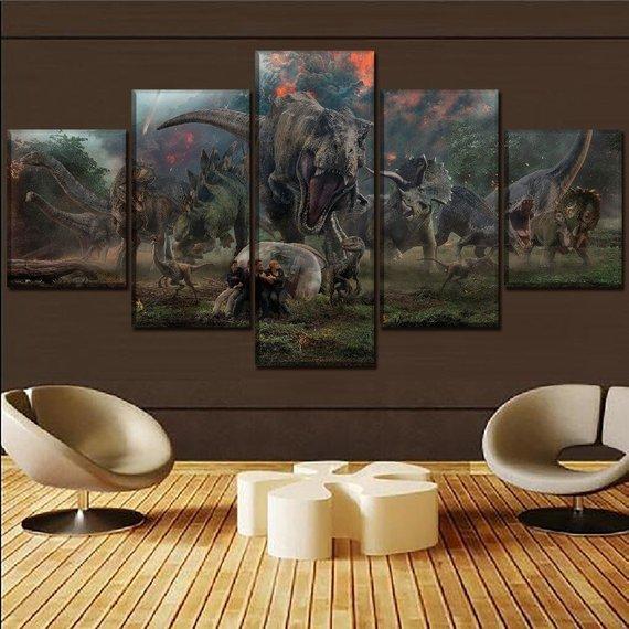Jurassic Park Dinosaurs 2 - Movie 5 Panel Canvas Art Wall Decor Jurassic Park Dinosaurs 2 - Movie 5 Panel Canvas Art Wall Decor