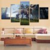 Jurassic Park Tyrannosaurus Rex - Movie 5 Panel Canvas Art Wall Decor