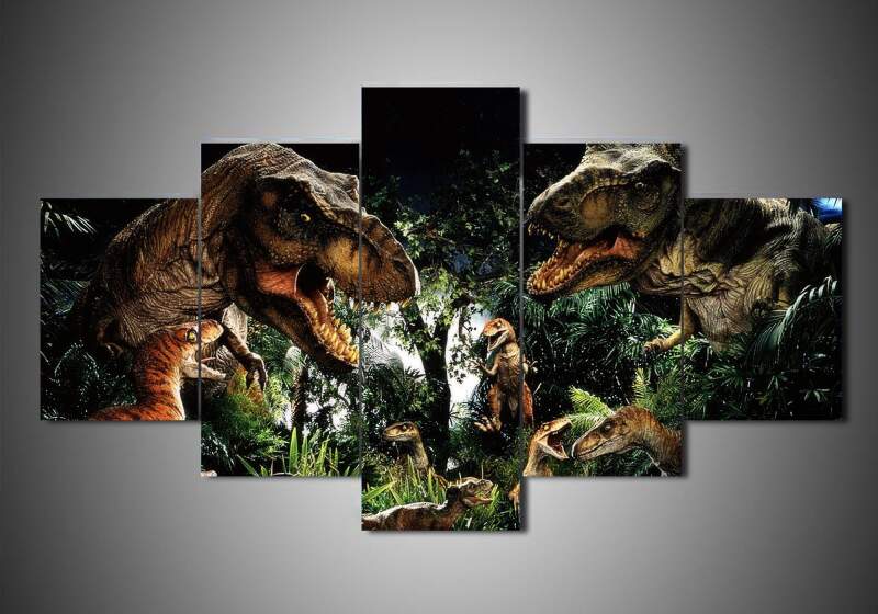 Jurassic World 2 - Movie 5 Panel Canvas Art Wall Decor Jurassic World 2 - Movie 5 Panel Canvas Art Wall Decor