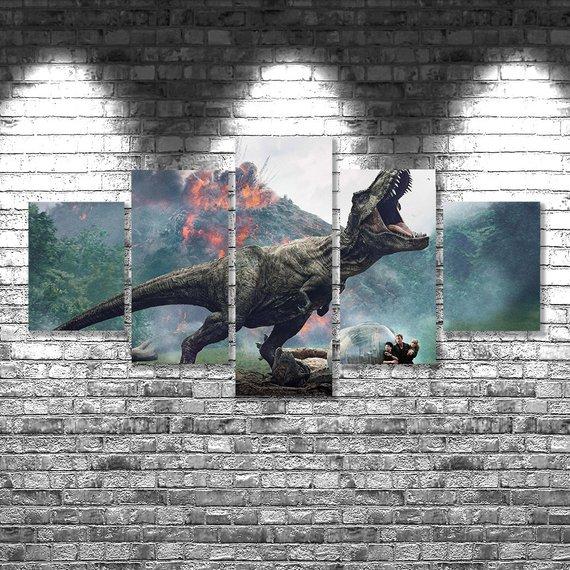 Jurassic World Fallen Kingdom 01 - Movie 5 Panel Canvas Art Wall Decor Jurassic World Fallen Kingdom 01 - Movie 5 Panel Canvas Art Wall Decor