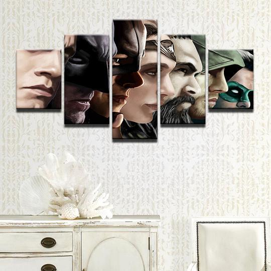 Justice League - Movie 5 Panel Canvas Art Wall Decor Justice League - Movie 5 Panel Canvas Art Wall Decor