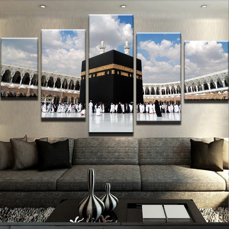 Kaaba In Mecca - Religion 5 Panel Canvas Art Wall Decor Kaaba In Mecca - Religion 5 Panel Canvas Art Wall Decor