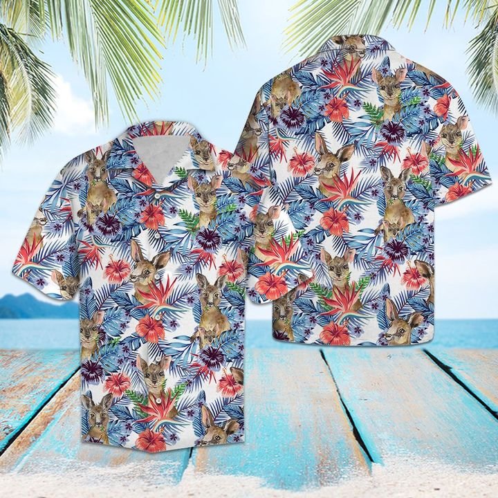 Kangaroo Hibiscus Flower Hawaiian Shirt Summer Button Up Kangaroo Hibiscus Flower Hawaiian Shirt Summer Button Up