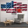 Kansas City Chiefs American Flag Us Usa - Abstract 5 Panel Canvas Art Wall Decor