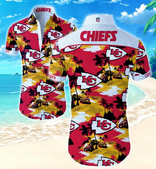 Kansas City Chiefs Coconut Tree Hawaiian Shirt Summer Button Up Kansas City Chiefs Coconut Tree Hawaiian Shirt Summer Button Up