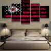 Kansas City Chiefs Flag - Abstract 5 Panel Canvas Art Wall Decor