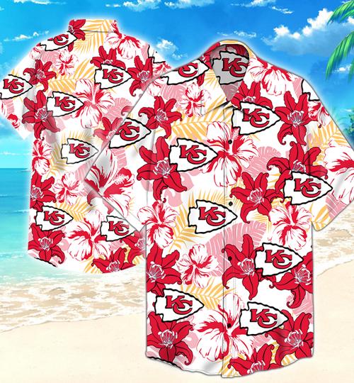 Kansas City Chiefs Flower Hawaiian Shirt Summer Button Up Kansas City Chiefs Flower Hawaiian Shirt Summer Button Up
