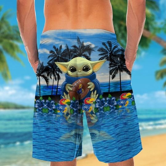 Kansas Jayhawks And Baby Yoda Hawaiian Shirt Shorts Kansas Jayhawks And Baby Yoda Hawaiian Shirt Shorts