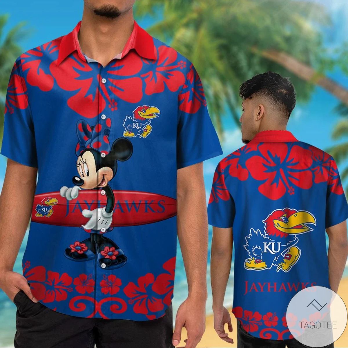 Kansas Jayhawks & Minnie Mouse Hawaiian Shirt Kansas Jayhawks & Minnie Mouse Hawaiian Shirt