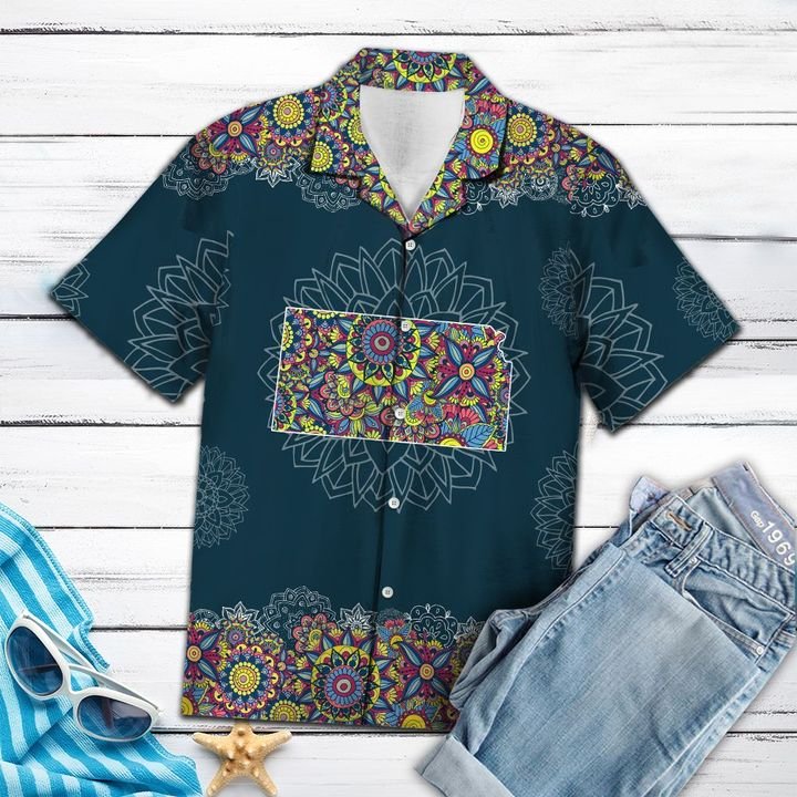 Kansas Mandala Hawaiian Shirt Summer Button Up Kansas Mandala Hawaiian Shirt Summer Button Up