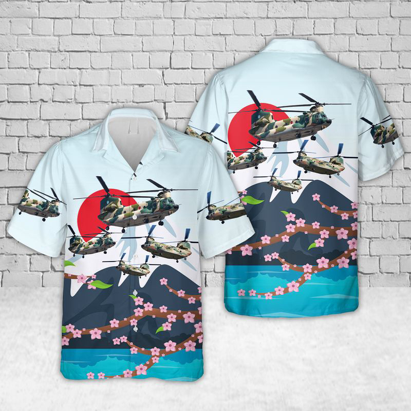 Kawasaki Ch-47J Chinook Helicopter Hawaiian Shirt Kawasaki Ch-47J Chinook Helicopter Hawaiian Shirt