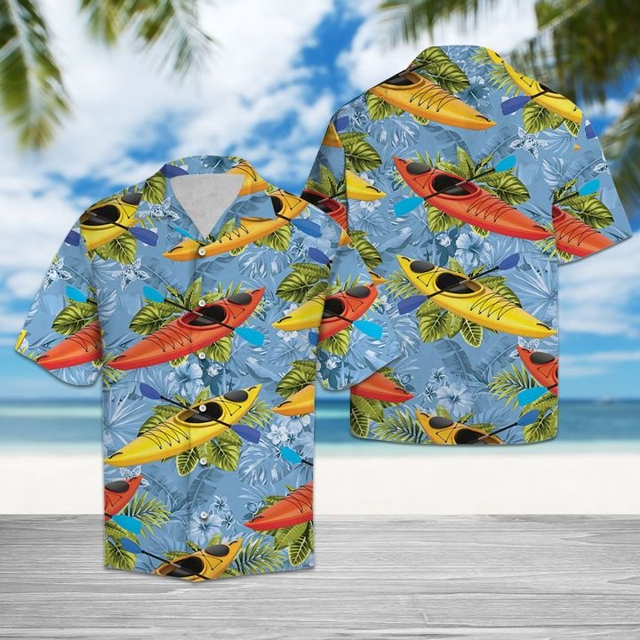 Kayak Tropical Hawaiian Shirt Summer Button Up Kayak Tropical Hawaiian Shirt Summer Button Up