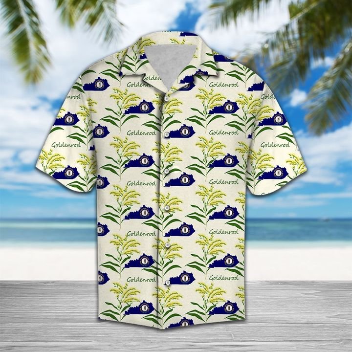 Kentucky Goldenrod Flower Hawaiian Shirt Summer Button Up Kentucky Goldenrod Flower Hawaiian Shirt Summer Button Up