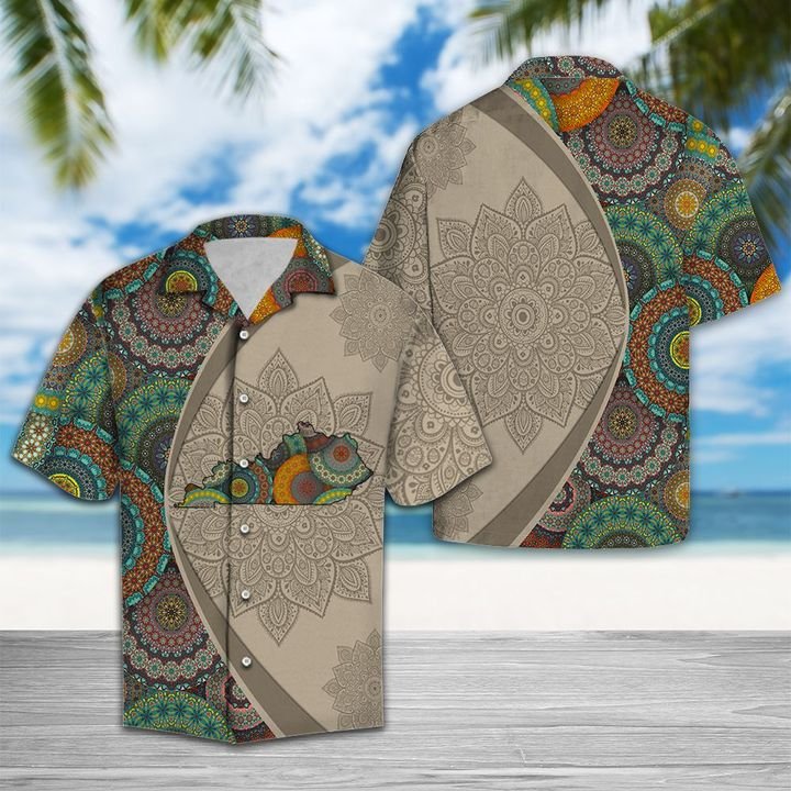 Kentucky Mandala Hawaiian Shirt Summer Button Up Kentucky Mandala Hawaiian Shirt Summer Button Up