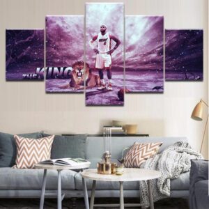 King Lebron James Celebrity - Famous Person 5 Panel Canvas Art Wall Decor