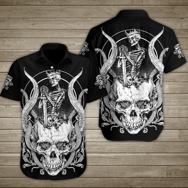 King Of Power With Snake Skull Hawaiian Shirt Summer Button Up King Of Power With Snake Skull Hawaiian Shirt Summer Button Up