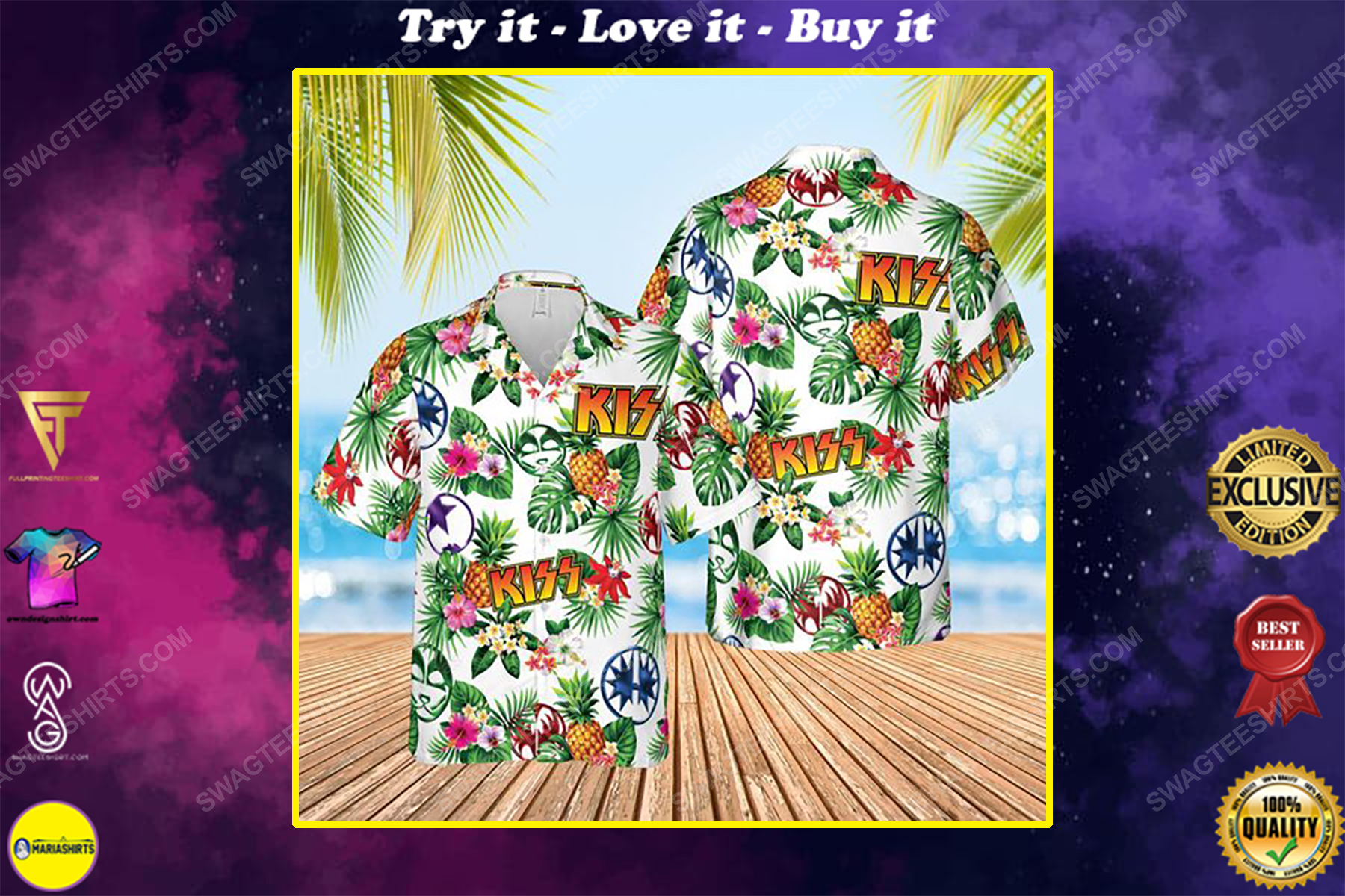 Kiss American Rock Band Summer Vacation Hawaiian Shirt Kiss American Rock Band Summer Vacation Hawaiian Shirt
